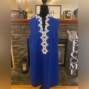 Jessica Howard Royal Blue Embroidered Sheath Dress Plus Size